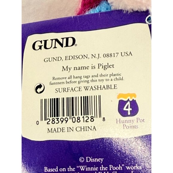 Piglet Plush Toy With Knit Elf Hat By Gund For Disney - Swing/Tush Tags Intact - Picture 12 of 12